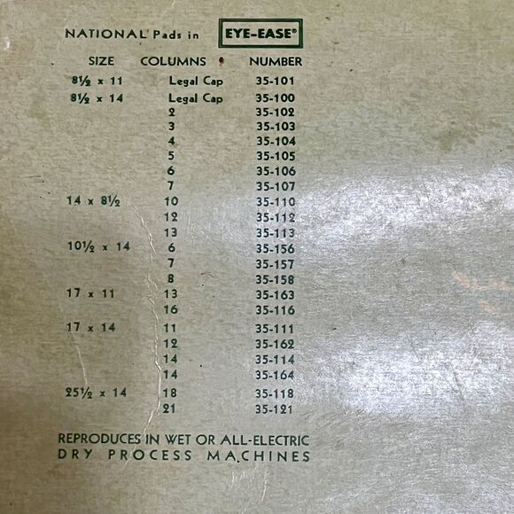 Vintage Analysis Pad National 13 Column 14X8.5" 36 Sheet Eye-Ease 35-113 Spiral - Picture 6 of 16